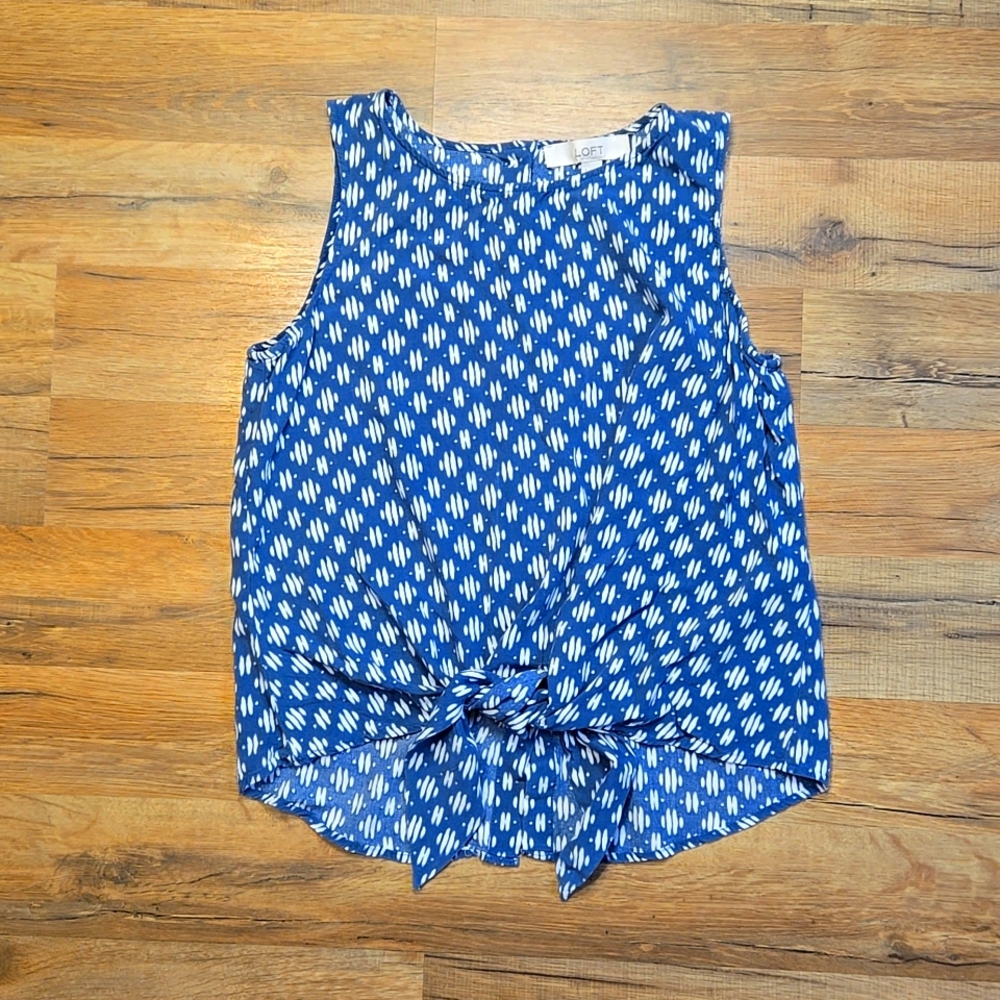 Small Loft Brand Tie Front blue tank
